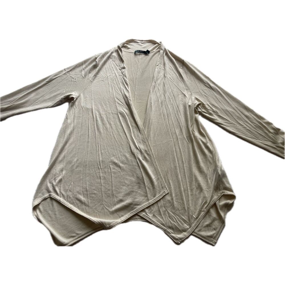 Lauren Ralph Lauren Cream Open Front Cardigan Sweater Top Women’s Size 2XL
